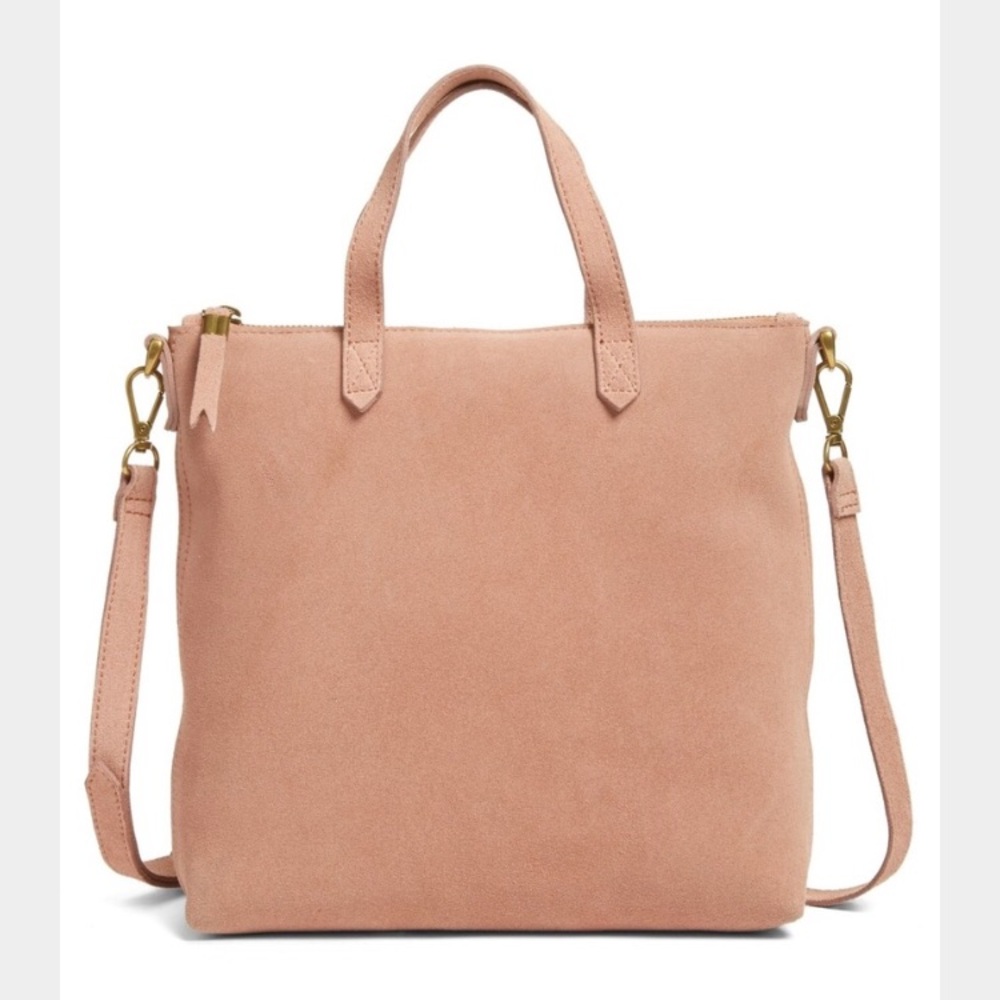 Madewell Mini Transport Tote in Pink Suede